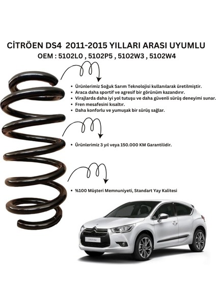 Citröen Ds4 (2011-2015) Uyumlu Standart Yay ST106052R - Arka Helezon Yay Takımı - 2 Adet