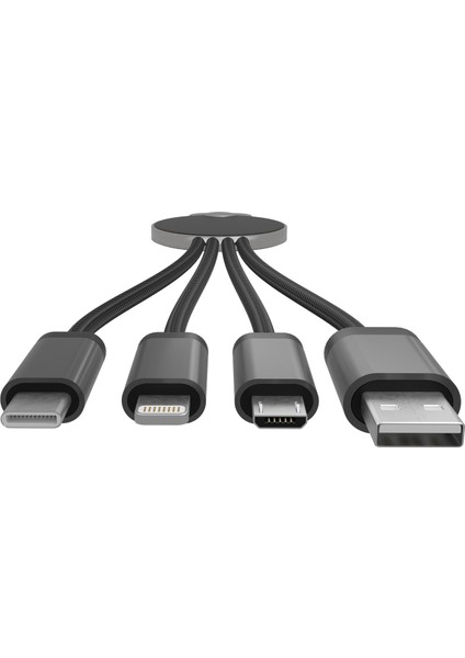 SL-CP110 20CM 2A Microusb+Lightning+Typec 3 In 1 LED Logolu Şarj Kablosu