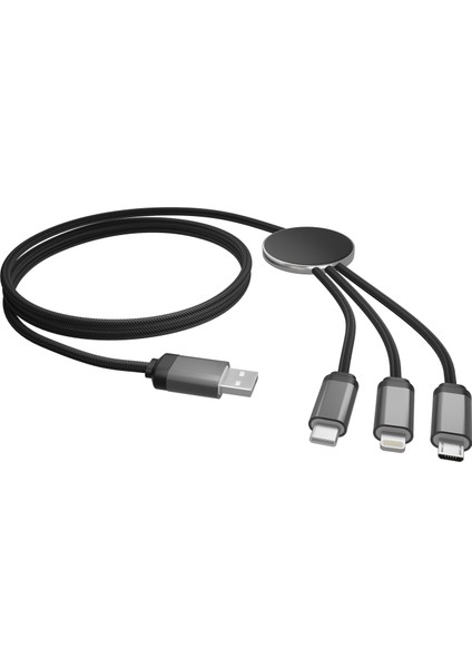 SL-CP110 1m 2A Microusb+Lightning+Typec 3 In 1 LED Logolu Şarj Kablosu