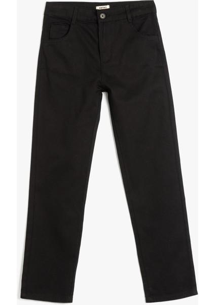 Düğme Detaylı Pamuklu Basic Chino Pantolon