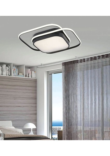 Ikili Kare LED Plafonyer Avize 3 Renkli Siyah Renkli ve LED Tavan Lambası