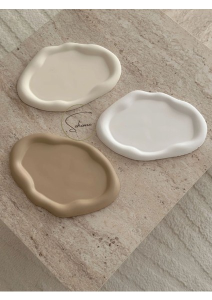 Dekoratif Bulut Tabak, Dekoratif Sunum Tabağı 24 cm Krem