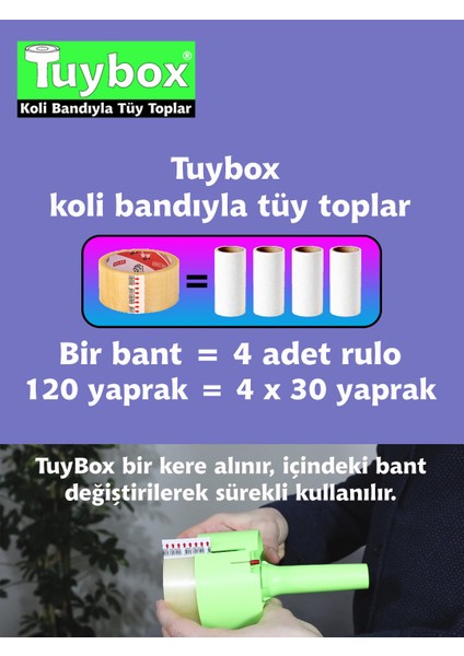 Yeşil + 6 Bant 720 Yaprak Koli Bantlı Tüy Toplayıcı, tüy toplama rulosu yerine