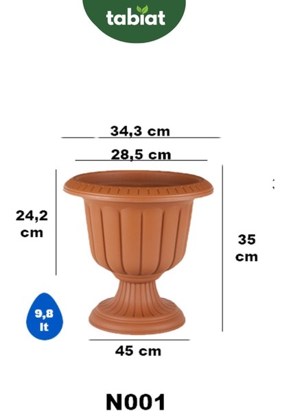 Büyük Boy Saksı 9.8 Lt - Bina Giriş Saksısı.
