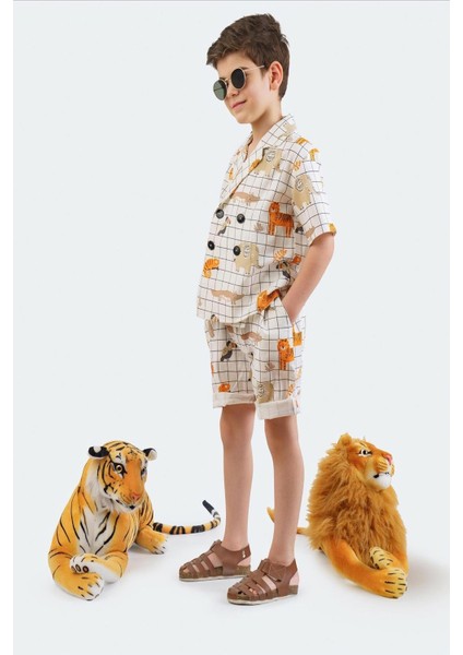 Kareli Hayvan Desenli Erkek Çocuk Şort MKN2009 fiyatları