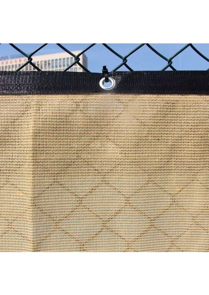 Güneşlik File Yüzde 75'lik Çit Filesi Krem Şeritli ve Halkalı - 5 Metre x 9 Metre