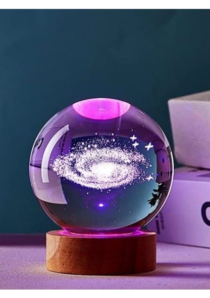 Samanyolu Toz Bulutu Tasarımlı Dekoratif Usb'li Gece Lambası 6 cm