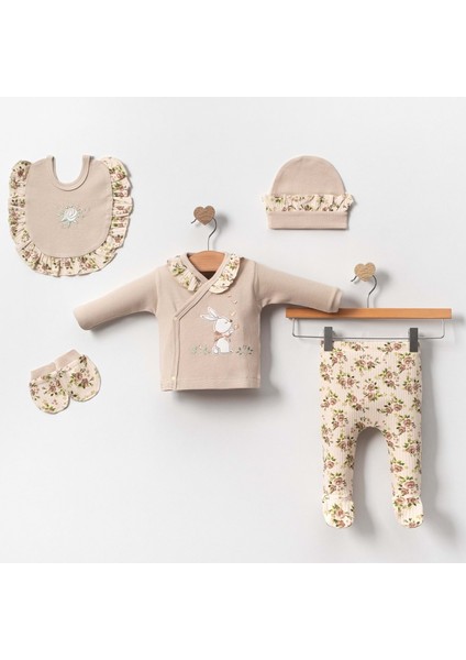 Mini Cayzen Kız 0-3 Ay Çiçek Tavşan Kutulu 5li Set Taş