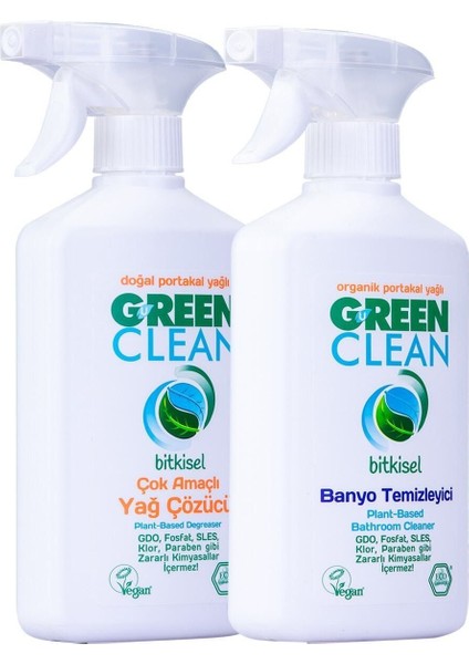 Bitkisel Yağ Çözücü 500 ml ve Banyo Temizleyici 500 ml Set