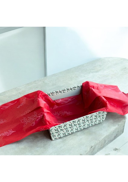 Kırmızı Beyaz Çiçek Baskılı Pelur / 17GR. Kırmızı Hışır Pelur Kağıt / 50X70 cm 10 Adet / Özel Ürün fiyatları