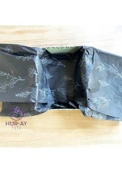 Siyah Pelur Üzeri Beyaz Çiçek Baskılı / 17GR. Siyah Hışır Pelur Kağıt / 50X70 cm 10 Adet / fiyatları