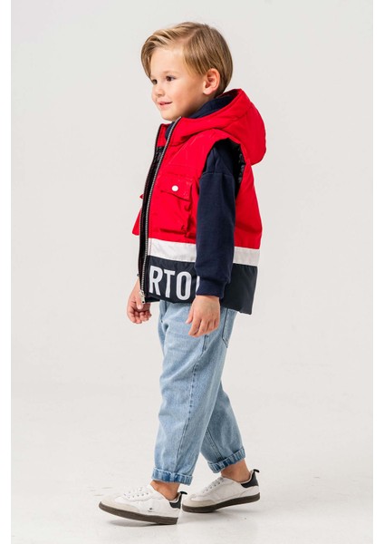 Su Geçirmez Astarlı Kapüşonlu 3 Parça Erkek Çocuk Yelekli Takım fiyatları