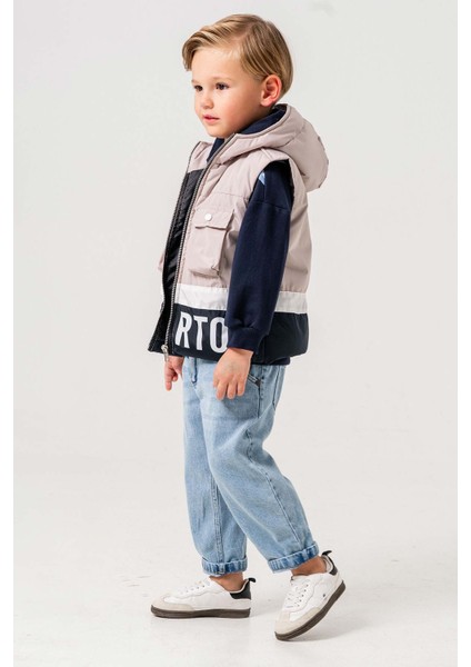 Su Geçirmez Astarlı Kapüşonlu 3 Parça Erkek Çocuk Yelekli Takım fiyatları