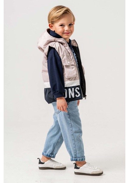 Su Geçirmez Astarlı Kapüşonlu 3 Parça Erkek Çocuk Yelekli Takım fırsatları