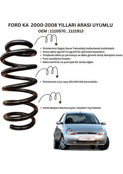 Arka Helezon Yay Takımı - 2 Adet Standart Yay ST110028R, Ford Ka (2000-2008) Uyumlu