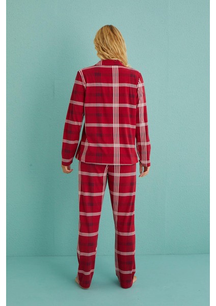Kadın Genç Milan Önden Düğmeli Uzun Kollu Pijama Takımı | 50701-68