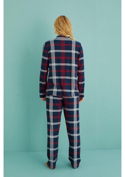 Kadın Genç Milan Önden Düğmeli Uzun Kollu Pijama Takımı | 50701-69