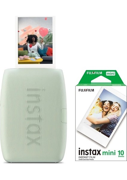 Instax Mini Link 3 Yeşil Akıllı Telefon Yazıcısı ve 10'lu Mini Film