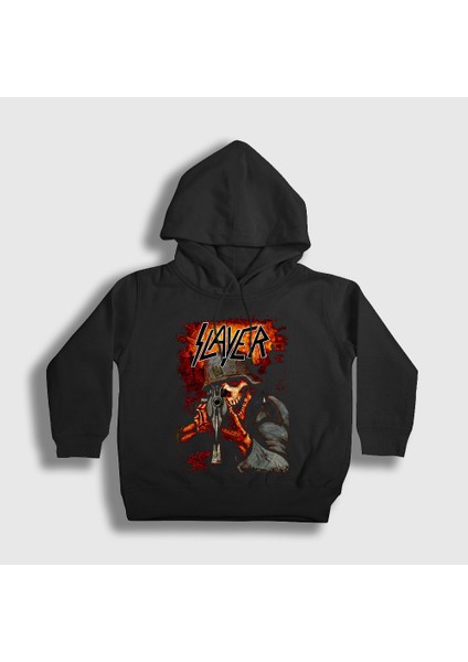 Unisex Çocuk Siyah Poster Soldier Metal Slayer Kapüşonlu Sweatshirt