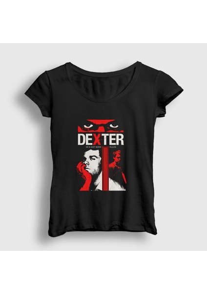 Kadın Siyah Killer Rules Dizi Dexter T-Shirt