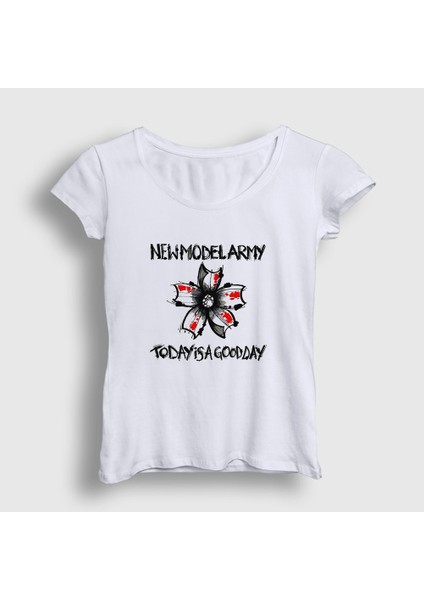 Kadın Beyaz Good Day Müzik New Model Army T-Shirt