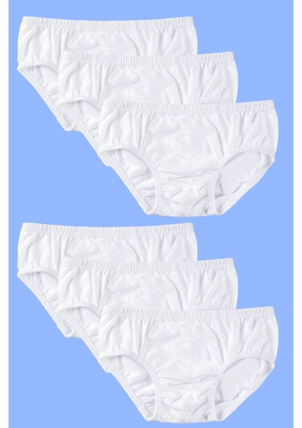 Beyaz Erkek Çocuk Külot 6'lı Paket %100 Pamuk