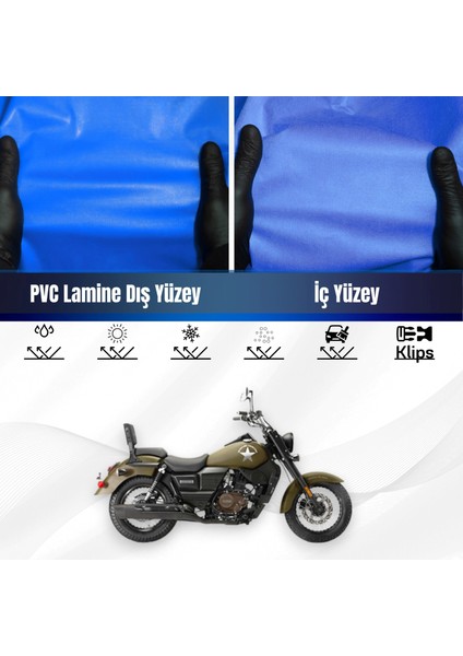 Um Renegade Commando 125 Motosiklet Brandası Su Geçirmez Branda Mavi Branda Motor Branda