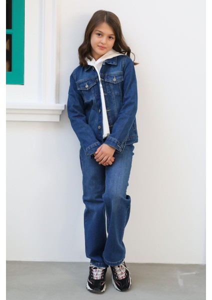 Unisex Çocuk Kot Ceket