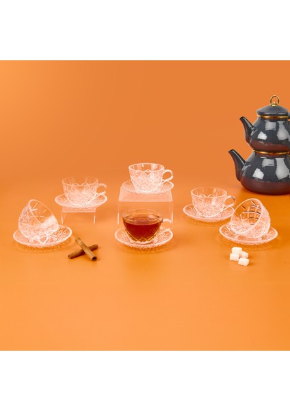 Esta 12 Parça Cam Çay Fincan Seti - Şeffaf
