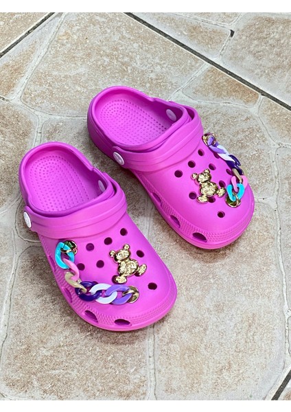 Kız Çocuk Taşlı Şık Cross Model Terlik Sandalet (Süsleri Hediye)