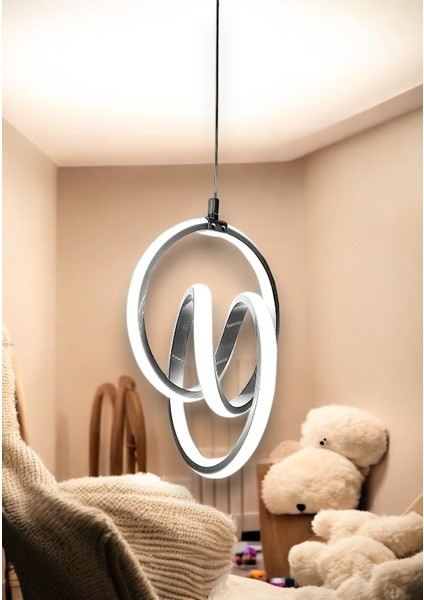 Emily Modern Sarkıt Power LED Avize BEYAZ IŞIK - Gri Kasa