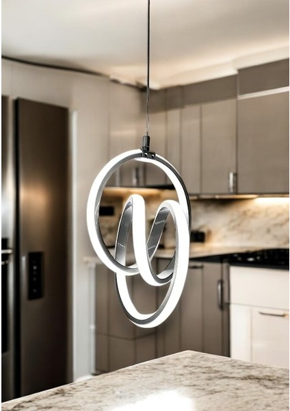 Emily Modern Sarkıt Power LED Avize BEYAZ IŞIK - Gri Kasa