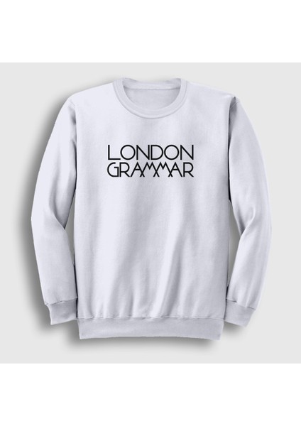 Unisex Beyaz Logo Müzik London Grammar Sweatshirt