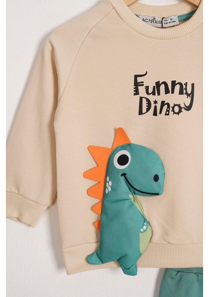 Dinazor Figürlü Yazı Baskılı Çağla Yeşili Renk Erkek Çocuk Ikili Takım fiyatları