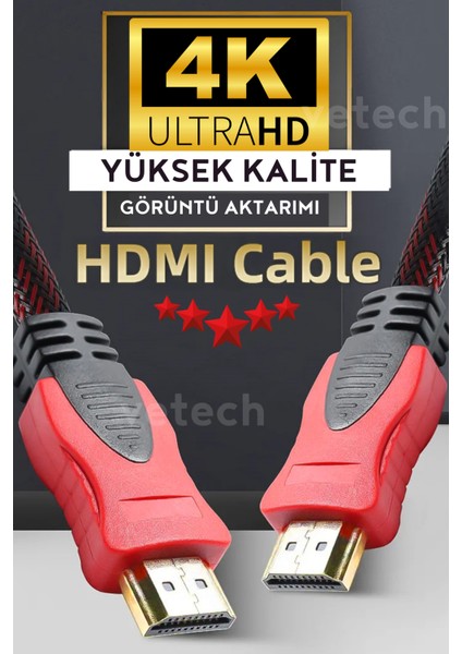 HDMI Kablo 1.5 Metre Örgü Sargılı Dayanıklı Full Hd Televizyon / Monitör / Tv HDMI Kablosu