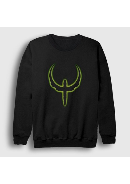 Unisex Siyah Logo Oyun Quake 4 Iv Sweatshirt
