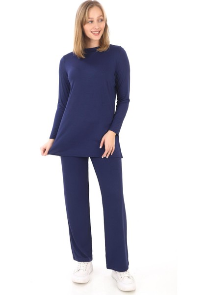 Viskon Tunik ve Pantolon Takım-Lacivert