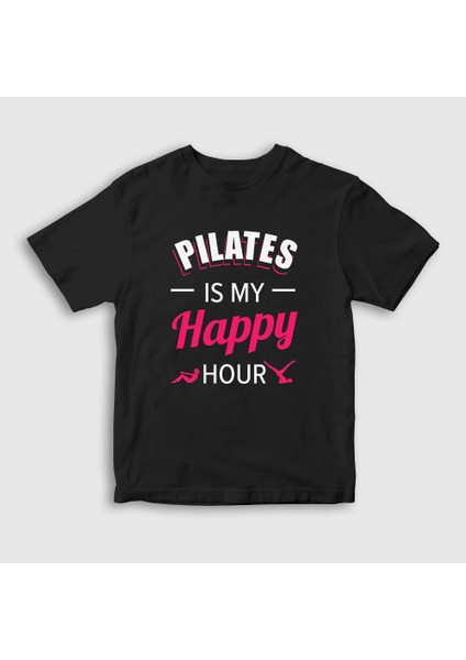 Çocuk Siyah My Happy Hour Hediye Pilates T-Shirt