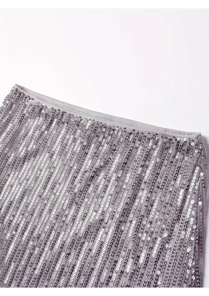 Payet Süslemeli Düz Renkli Dokuma Etek modelleri