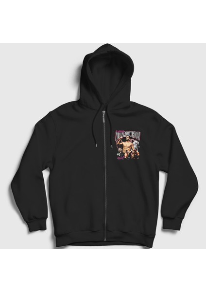 Unisex Siyah Punch Güreş Ufc Mma Khabib Nurmagomedov Fermuarlı Kapüşonlu Sweatshirt