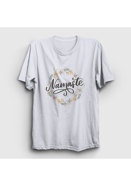 Beyaz Namaste Meditasyon Hediye Yoga T-Shirt