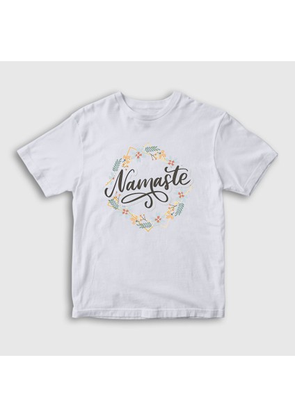 Çocuk Beyaz Namaste Meditasyon Hediye Yoga T-Shirt