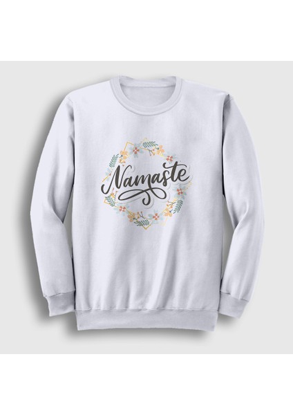 Beyaz Namaste Meditasyon Hediye Yoga Sweatshirt