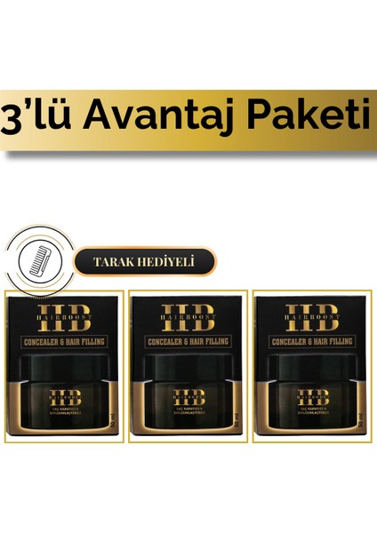 Hairboost Erkek Saç Kapatıcı Dolgunlaştırıcı Krem 50 ml 3 Adet (1 Adet Tarak Hediyeli)