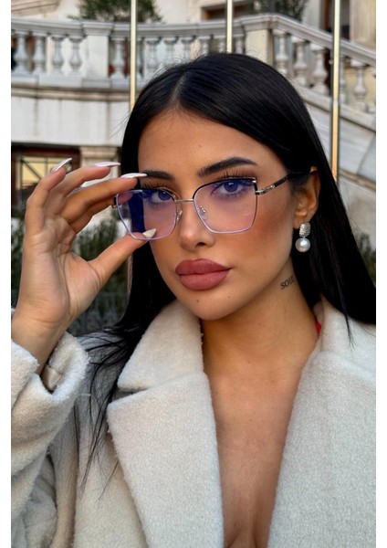 Lela Kadın Blue Block Gözlük Silver-Siyah