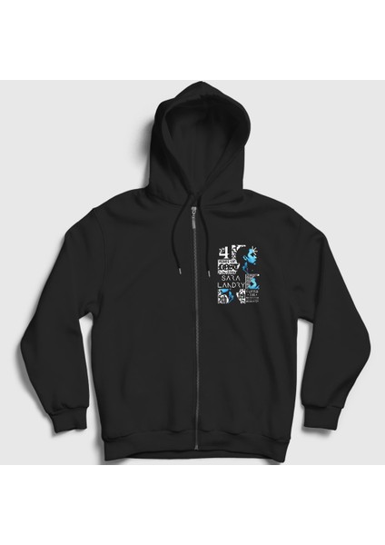 Z zepplin Presmono Siyah Poster Müzik Dj Sara Landry Fermuarlı Kapüşonlu Sweatshirt