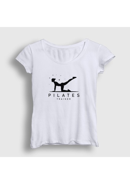 Kadın Beyaz Trainer Instructor Hediye Pilates T-Shirt