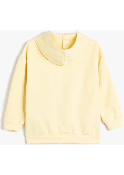 Kapşonlu Uzun Kollu Slogan Baskılı Oversize Sweatshirt