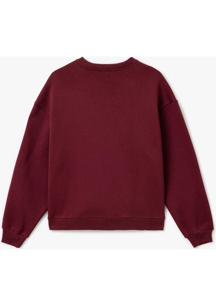 Ayı Nakışlı Uzun Kollu Bisiklet Yaka Oversize Sweatshirt