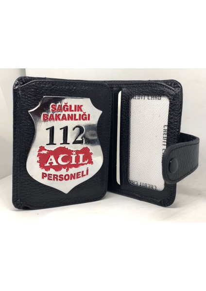 Sağlık Bakanlığı 112 Acil Servis Personeli Çıtçıtlı Cüzdan Hakiki Deri